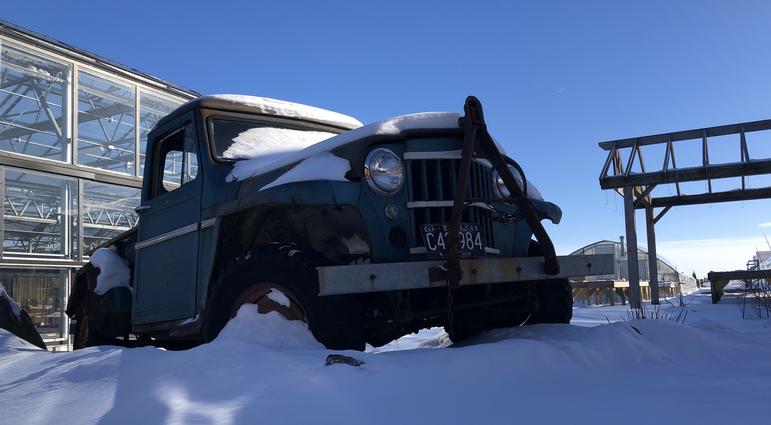 '63 Jeep covered with snow